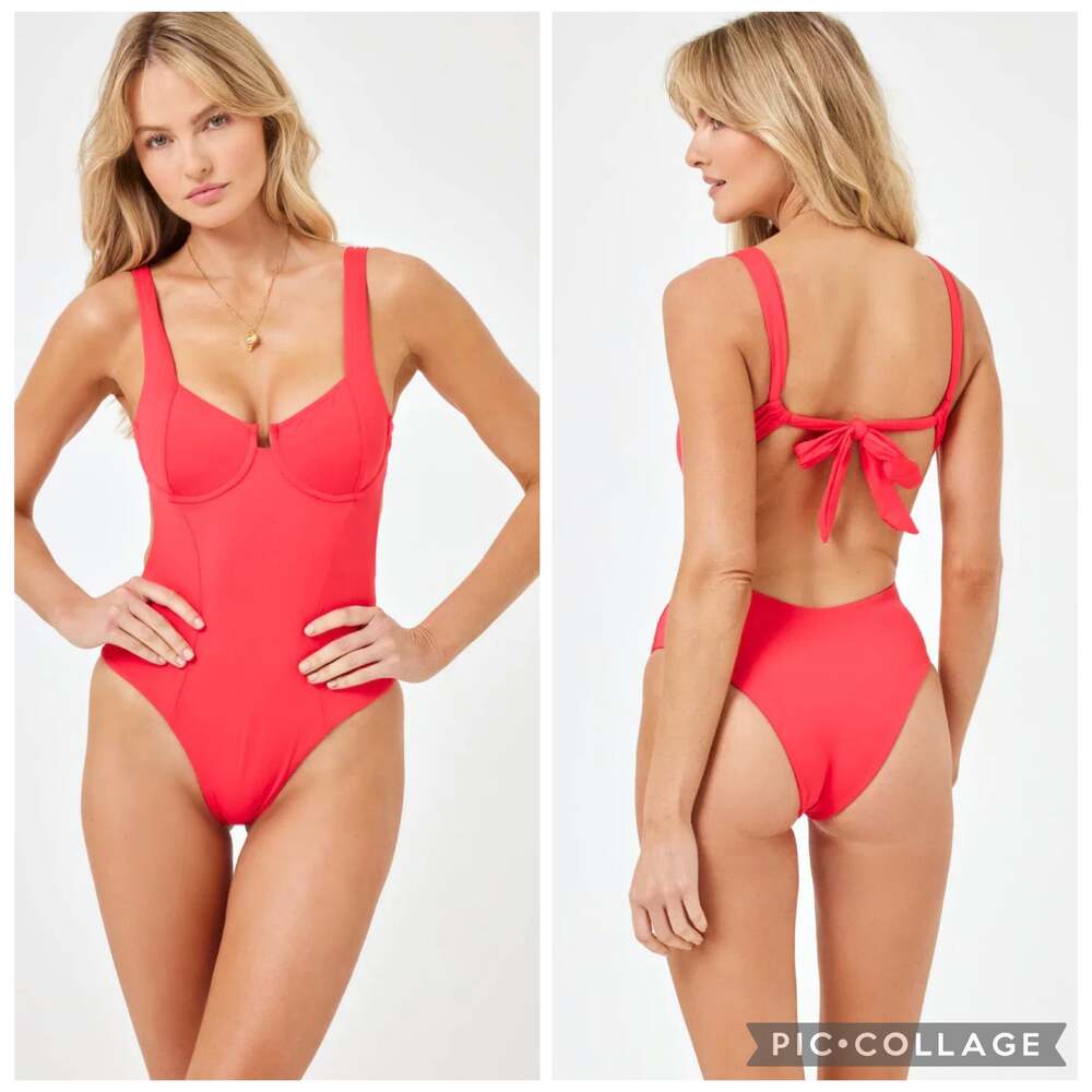 L*Space Kendall One Piece Swimsuit in Hot Cherry coral pink Size Medium
